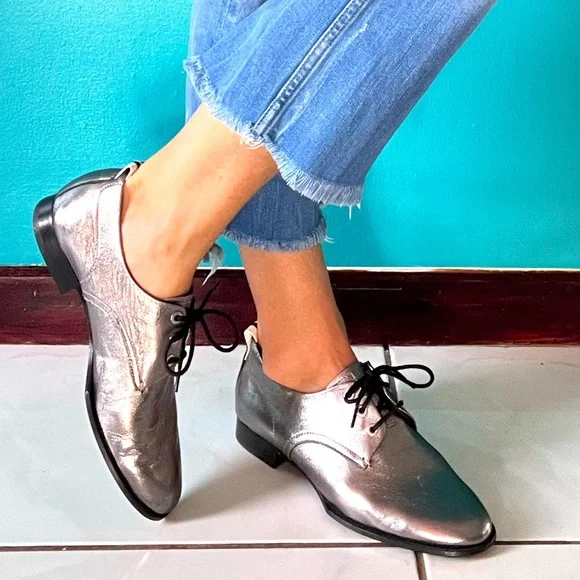 rag & bone | Shoes | Rag Bone Pewter Metallic Oxfords Sz 38585 | Poshmark
